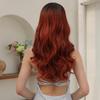 HAIRCUBE Dlouhá vlnitá červenohnědá syntetická paruka s tmavými kořínky Přírodní vlasy s ofinou pro ženy Tepelně odolná denní cosplay paruka