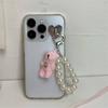 Modern Plush Bear Phone Charm Keychain with Imitation Pearls Bag Pendant Keyring Comfortable to Carry for Daily Use
