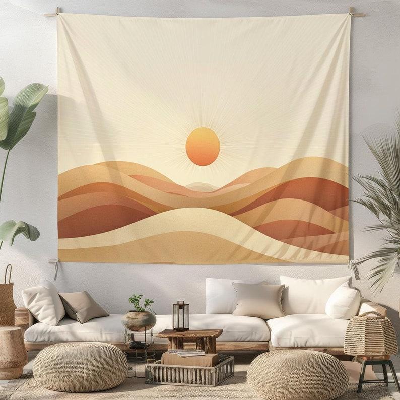 Golden sunrise over desert hills tapestry 75x100 чёрный