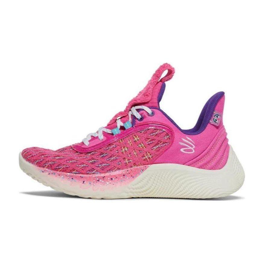 SESAME STREET X Under Armour Curry 9 Flow Cushioning, Wear Resistant Low Top Children's Basketball Shoes Pink 3024249-605
