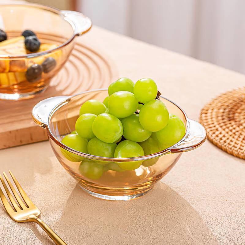 Янтарная стеклянная миска в японском стиле с двумя ручками 420ml