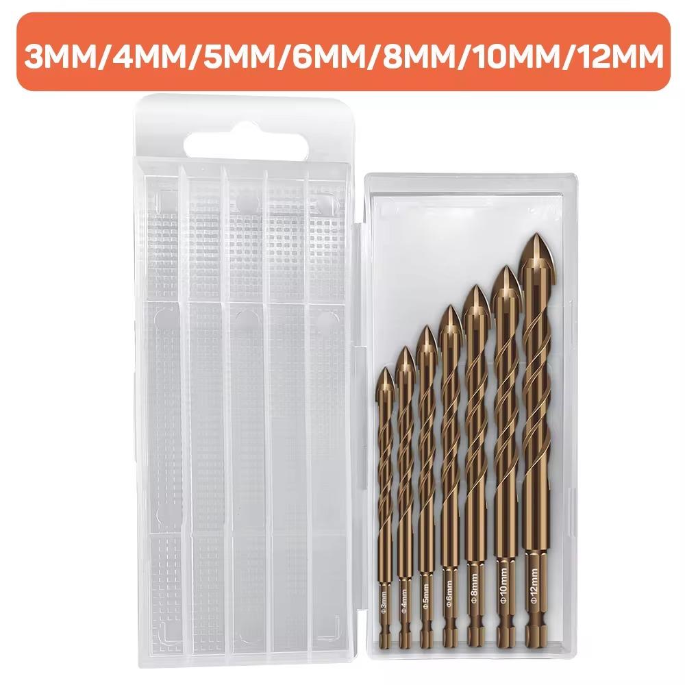 SuSuMu 3-12mm Cross Hex Tile Drill Bits Set for Glass Concrete Ceramic Hole Opener Brick Hard Alloy Triangle Bit Tool Boxed Kit