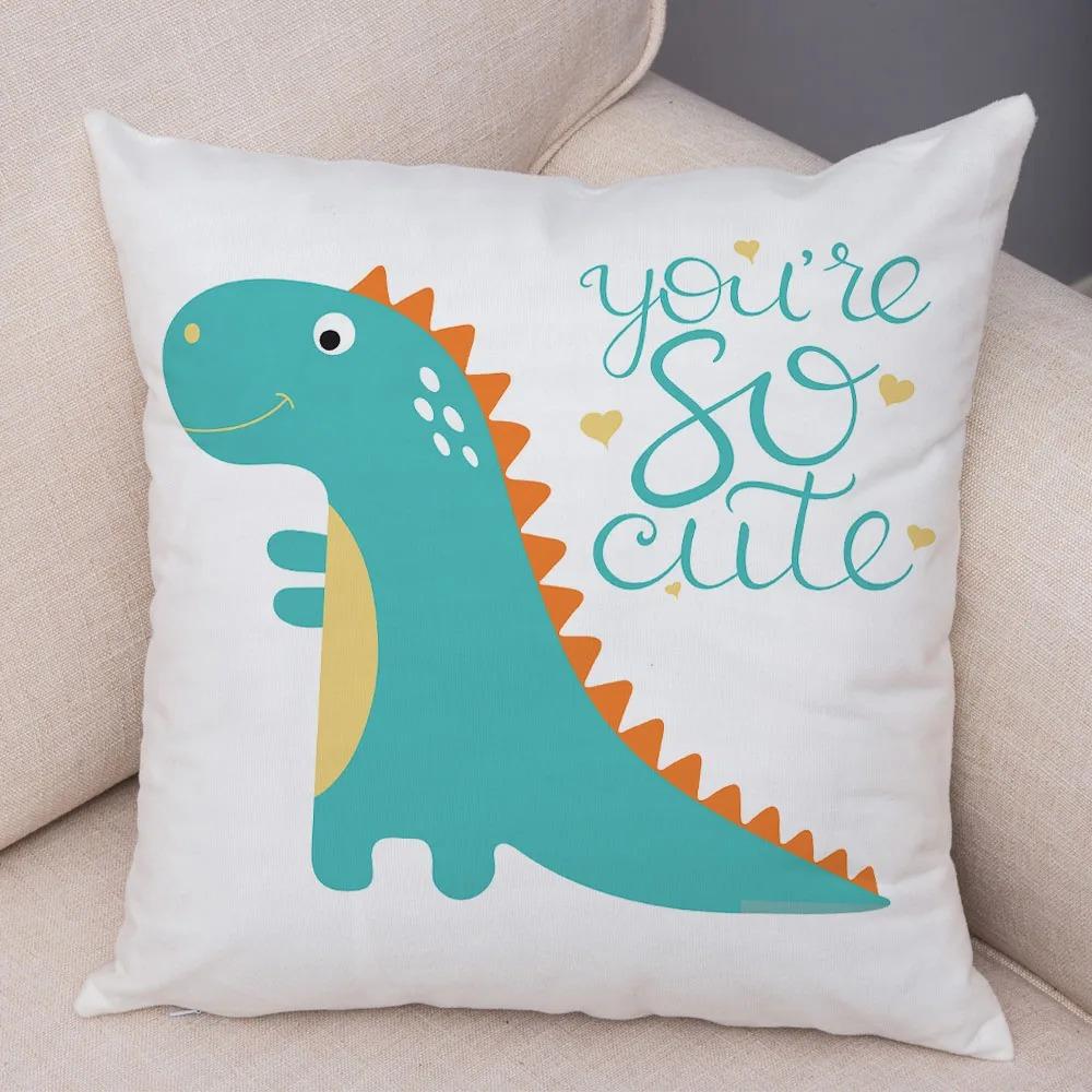 Süße Cartoon-Dinosaurier-Dekorative Kissenhülle Büro Wohnzimmer Heim-Kissenhülle Auto-Schmuck