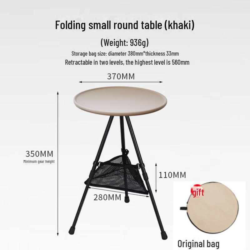 Přenosný skládací kempingový stůl se stativem - lehký kulatý konferenční stolek pro venkovní použití