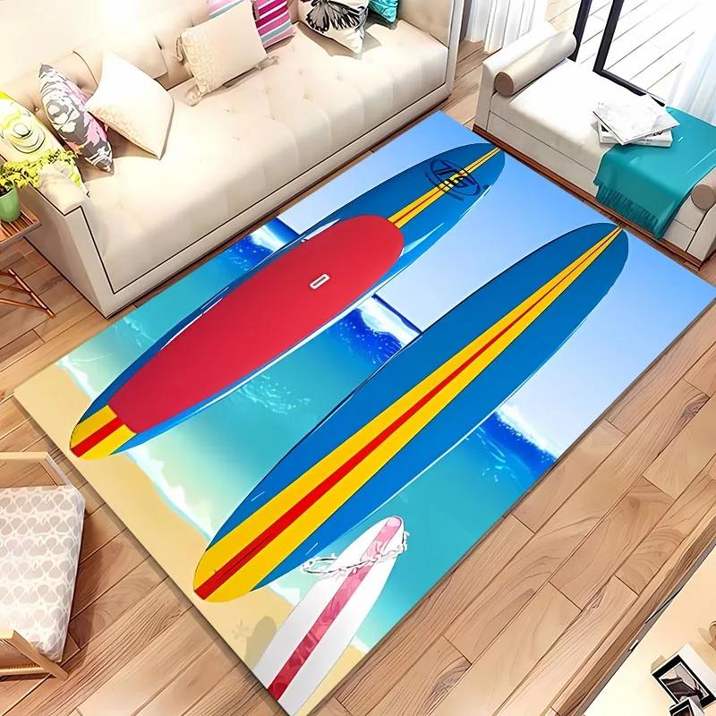 Surfboard Theme 3D Printing Large Area Carpet for Home Living Room Childrens Bedroom Mat Sofa Doormat  Floor Rug Anti-slip Decor