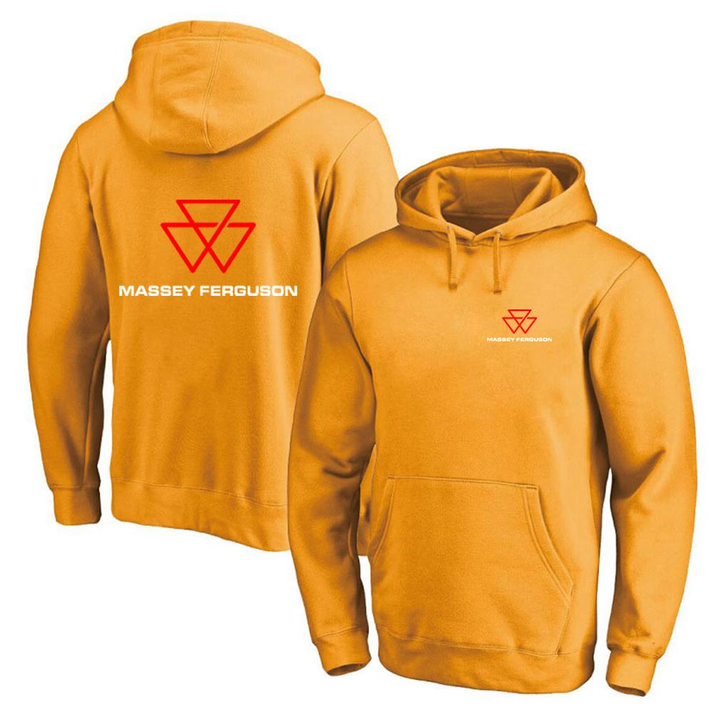 2025 Spring And Autumn Men's Massey Ferguson Logo Print Solid Color Pullover Hoodies High Street Fashion Windproof Hooded Coat