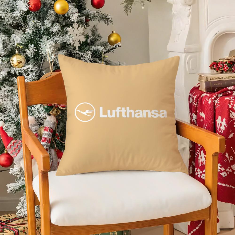 Flight Commemoration LLufthansa Airlines Pillow Case Silky Short Plush With Invisible Zipper Dustproof Sofa Cushion Cover