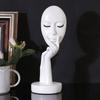 jijijing Abstract Contemplative Face Resin Sculpture, Minimalist Hand-on-Chin Bust Statue for Desk Living Room Office, Creative Art Decor Entryway