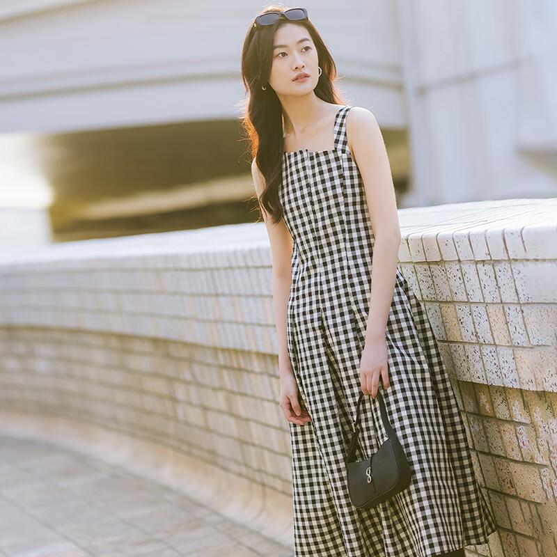 Broadcast Women's Elegant Plaid Sleeveless A-line Dress