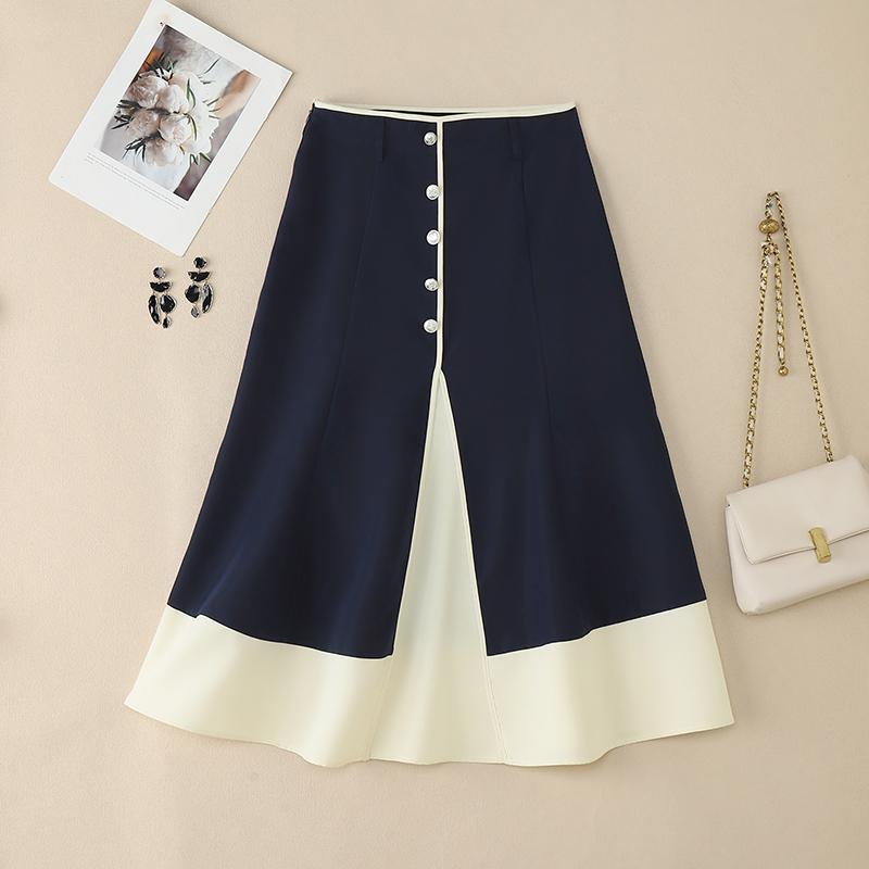 

ZANZEA Женские летние повседневные миди-юбки в стиле пэчворк 3XL тёмно-синий