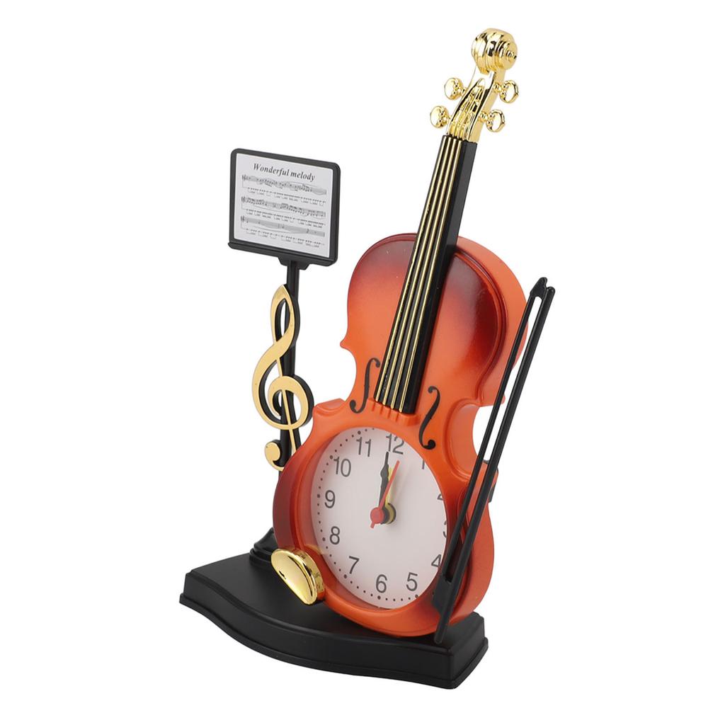 Instrument Alarm Clock Guitar Shape Stable Base AA Battery Powered Strong ABS Vintage Desk Clock for Bedroom Office