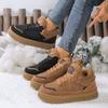 Women's Retro Color Blocked Warm Velvet Low Top Vulcanize Shoes  Winter Versatile Plush Comfortable Non Slip Cotton Sneakers