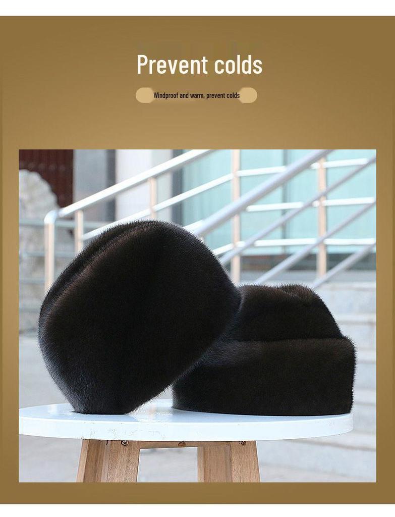 Waterproof Mink Fur Hat for Elderly Men - Thickened Winter Cotton Grandpa's Hat