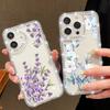 Floral Pattern Clear Shockproof Phone Case For iPhone 16E 16 Pro Max 15 Pro 14 13 12 11 Diamond Frame Anti-Fall Soft Silicone Bumper Cover