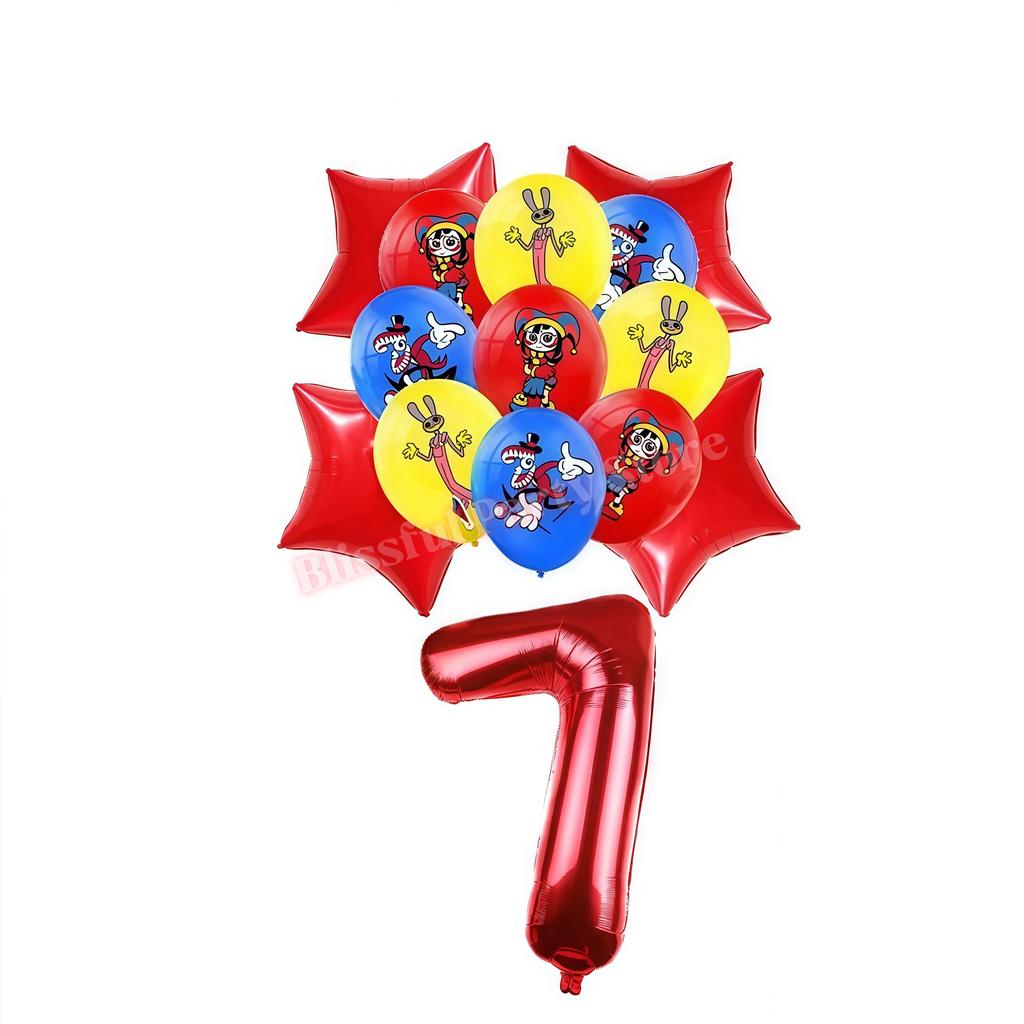 Amazing Digital Circuses Birthday Party Decoration Tableware Cup Plate Balloon Cake Topper Kids Event Supplies Baby Shower Favor