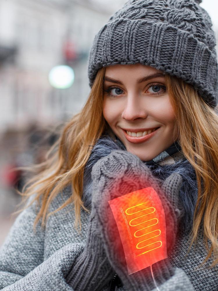 Elektrisches USB-Heizkissen für Handschuhe, 5V USB-Handschuhheizkissen, 2-in-1-Wärmekissen, Heiztuch aus Kohlefaser für den Winter