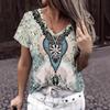 vintage women skull leopard print t shirt short sleeve v neck tops comfortable t-shirts