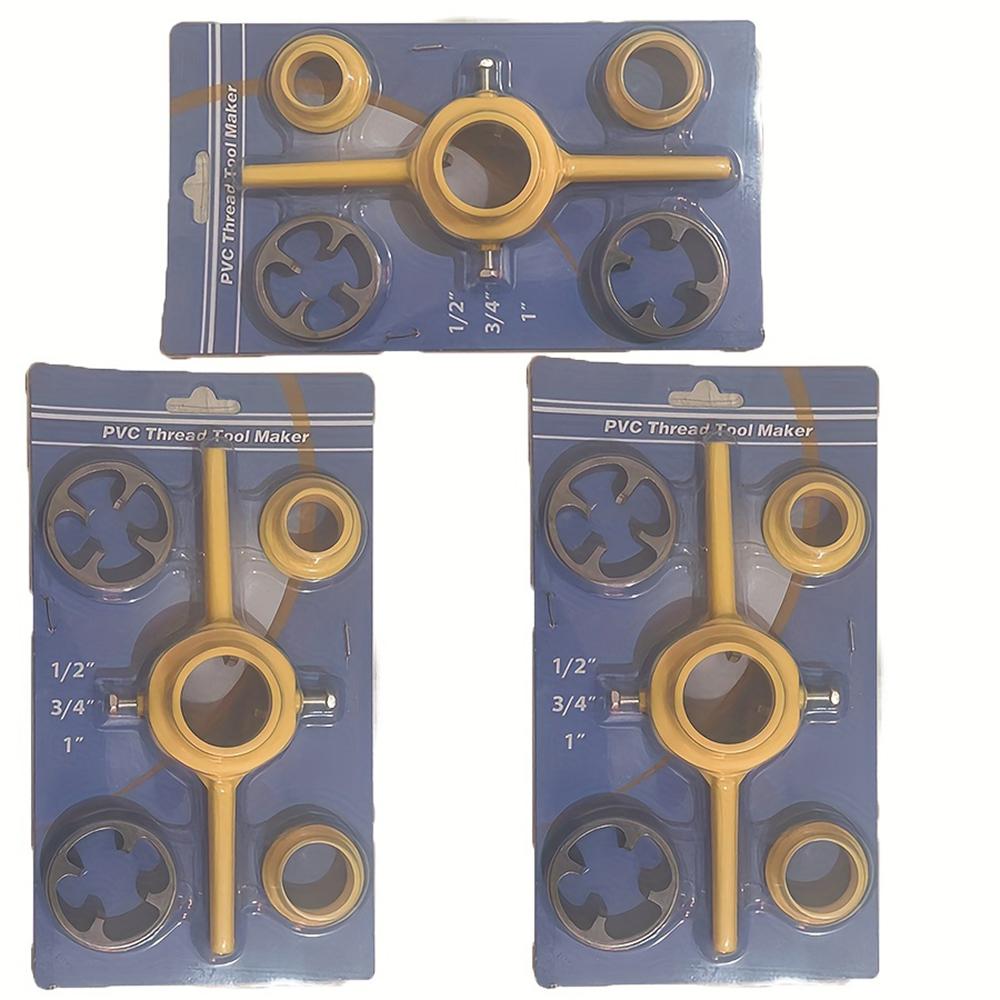 6KS Sada závitníků na plastové trubky 1/2" 3/4" 1" 60° Kuželové Závitovací nástroje na vodovodní potrubí Sada ručních závitníků na PVC/NPT