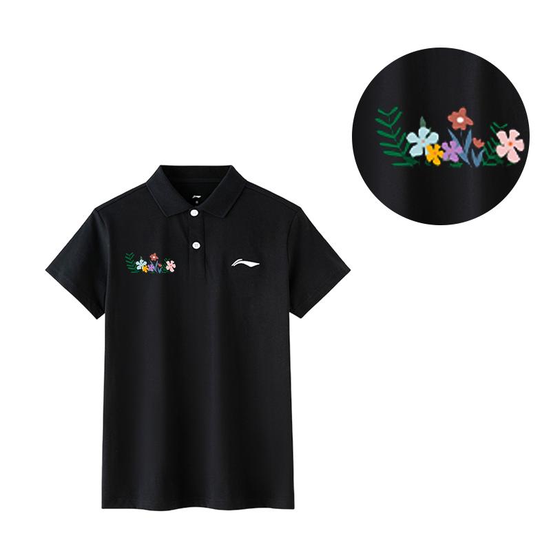 Polo à manches courtes LiNing personnalisable, confortable, d'extérieur, coupe ample, avec imprimé logo floral, polos unisexes APLT137-1(TEAM702-A7)