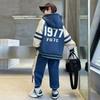 Herbst Winter Plus Samt Dicke Sets Jungen Gefütterter Pullover Hose Anzug Warmes Sportoutfit Kinder Sportkleidung 2St.