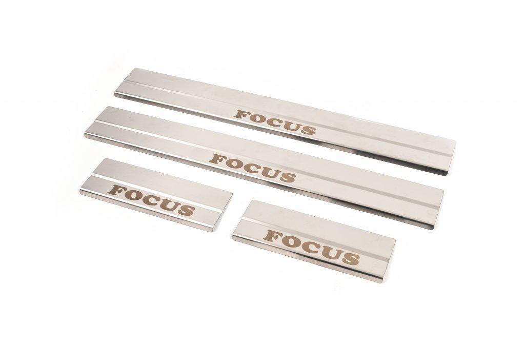 Door Sills Carmos V1 (4 Pcs, Stainless Steel) for Ford Focus I 1998-2005