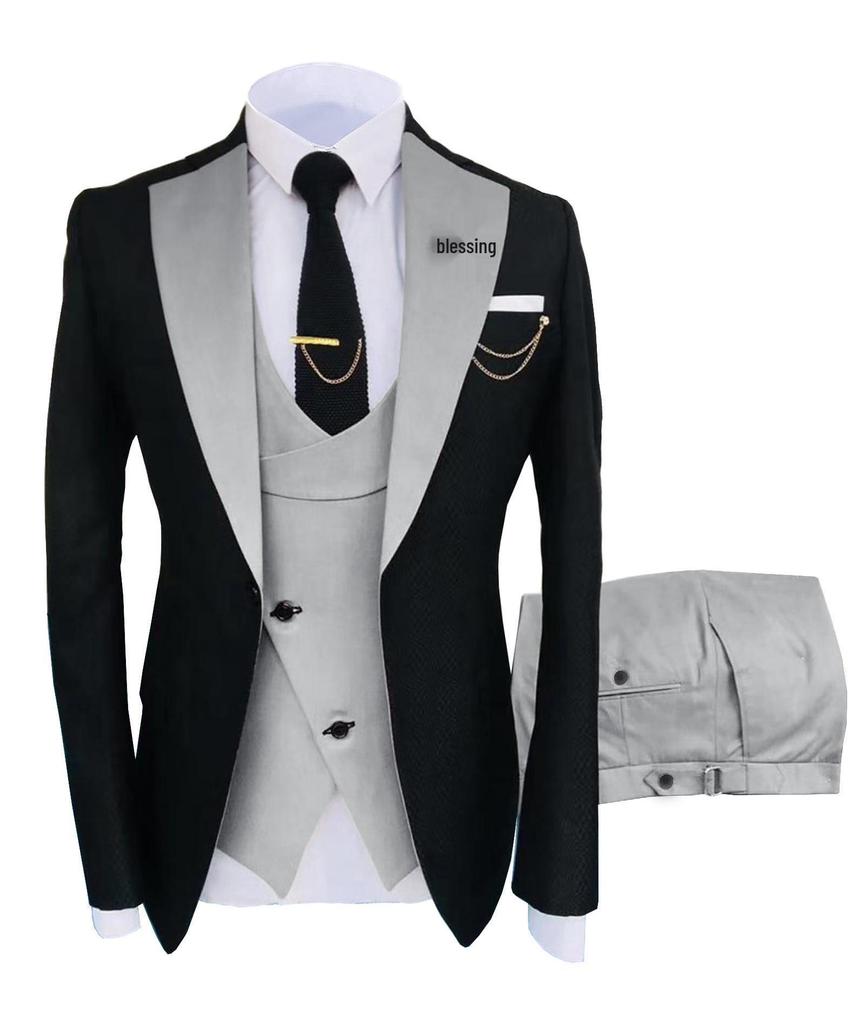 Men's European/American Business Style 3-Piece Suit Set for Wedding & Banquet – Groom/Best Man Plus Size