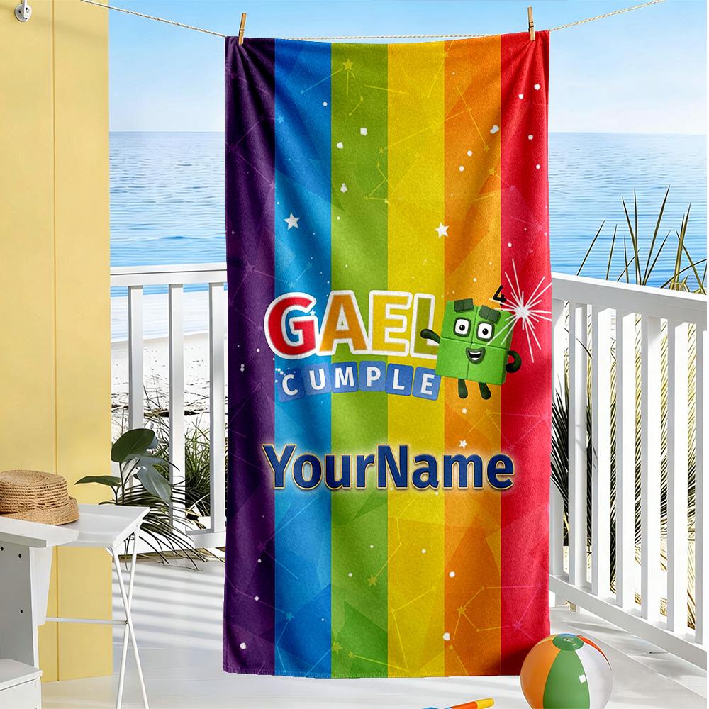 Numberblocks Personalized Text Beach Towel High Absorbency & Quick-Dry Perfect for Traveling Yoga Camping and Swimming