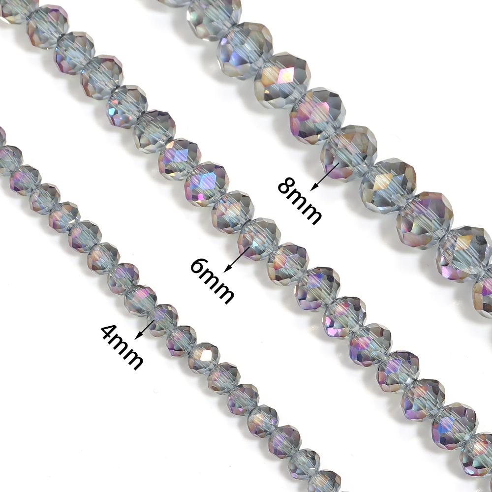 4/6/8mm Transparent Purple Faceted Crystal Beads Abacus Glass Loose Beads For Jewelry Making DIY Bracelet Necklace Accessories