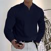 Men Tops Solid Color Slim Fit Long Sleeves Pullover Colorfast V Neck Casual Plus Size Autumn Shirt Men Clothes