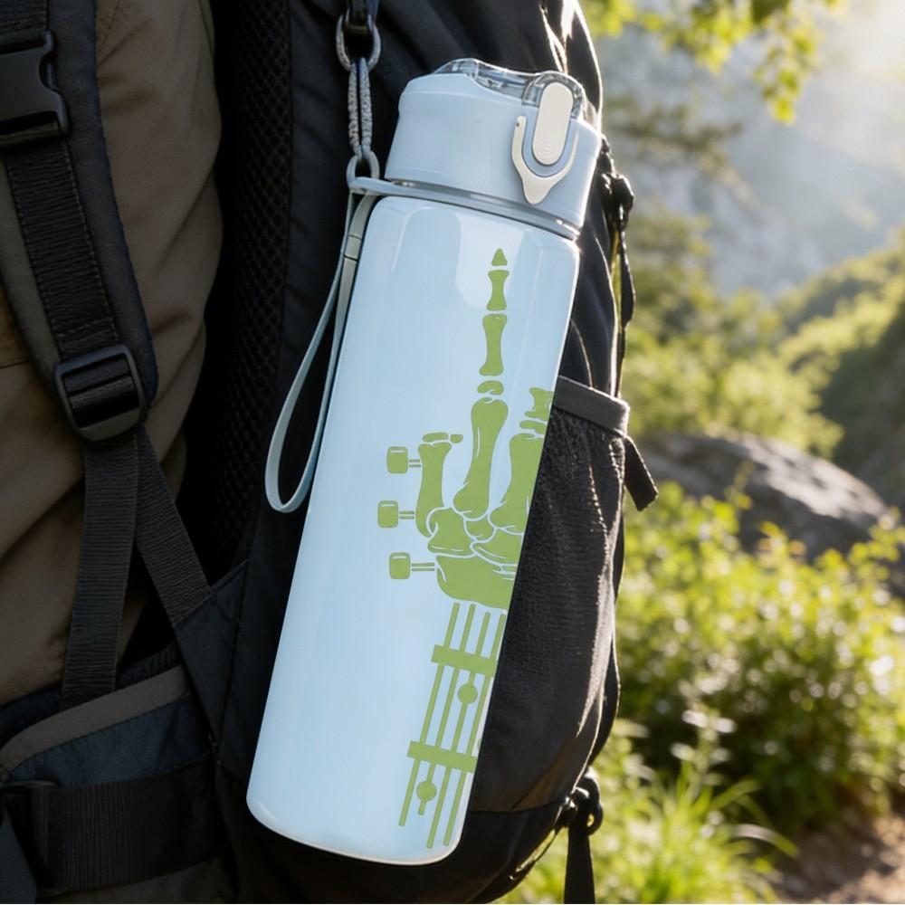 1PC Skeleton Hand Gesture 750ml Color Plastic Sports Water Bottle Leakproof Flip Straw Lid Suitable for Sports Office Home Use
