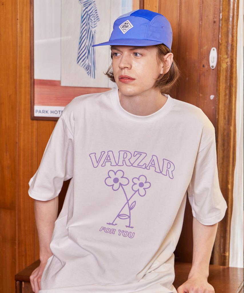 Bajal Flower Short Sleeve T-Shirt White/Purple