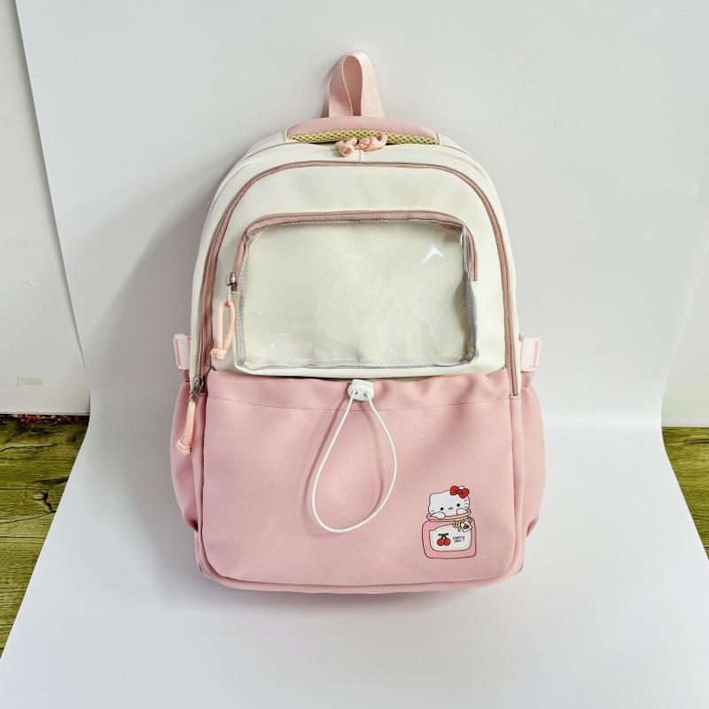 School bag, Korean ins, high value, fresh and cute, contrasting colors, splicing, bar, high school and large capacity