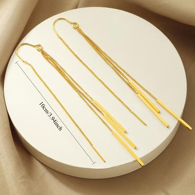 Hypoallergenic Stainless Steel Golden Tassel Earrings, Comfortable, Elegant, Fashionable Women's Earrings for Daily Wear Parties, Jewelry Accessories