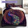 Peacock Spreading Its Tail Pattern Bedding Quilt Set Quilt Cover Pillowcase Home Decoration Gift (1 * Duvet Cover + 2 * Pillowcase, Without Core)