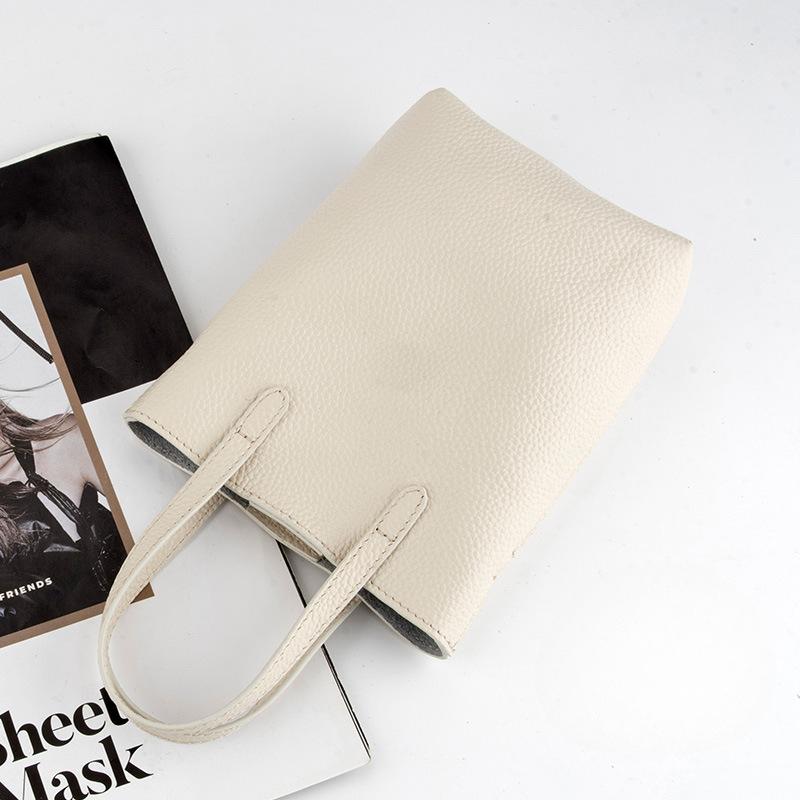 Damen Klassische und Schlichte Vollnarbenleder Vielseitige Einzel-Schultertasche, Leichte Umhänge-Handytasche