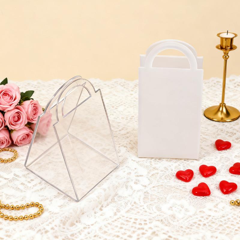 40 Piece Luxury Acrylic Transparent Gift Box Plastic Handheld Bag Triangular Wedding Candy Basket Birthday Party Anniversary Dinner Venue Decoration