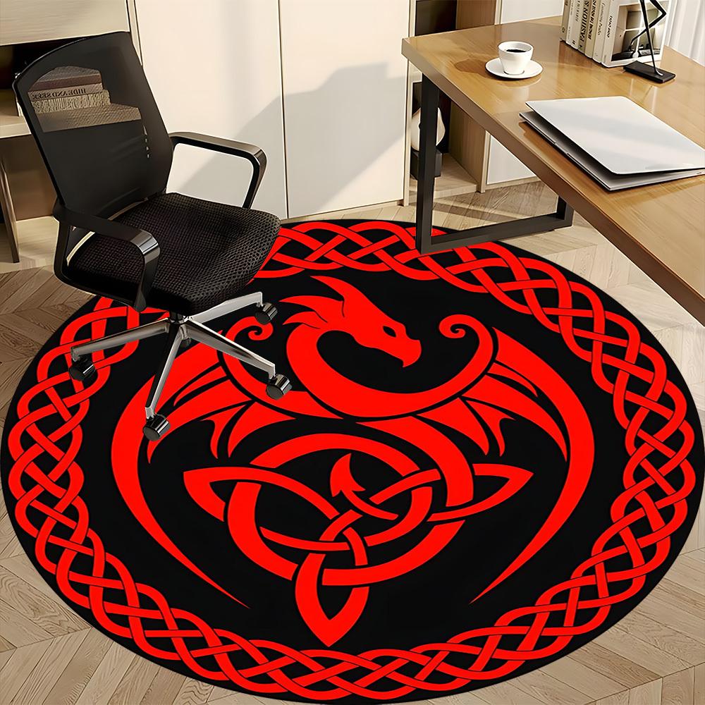 1pc Celtic Dragon Office Round Area Rug, Under Office Chairs Bedroom Living Room Home Decor, Room Deco, Available in Various Sizes