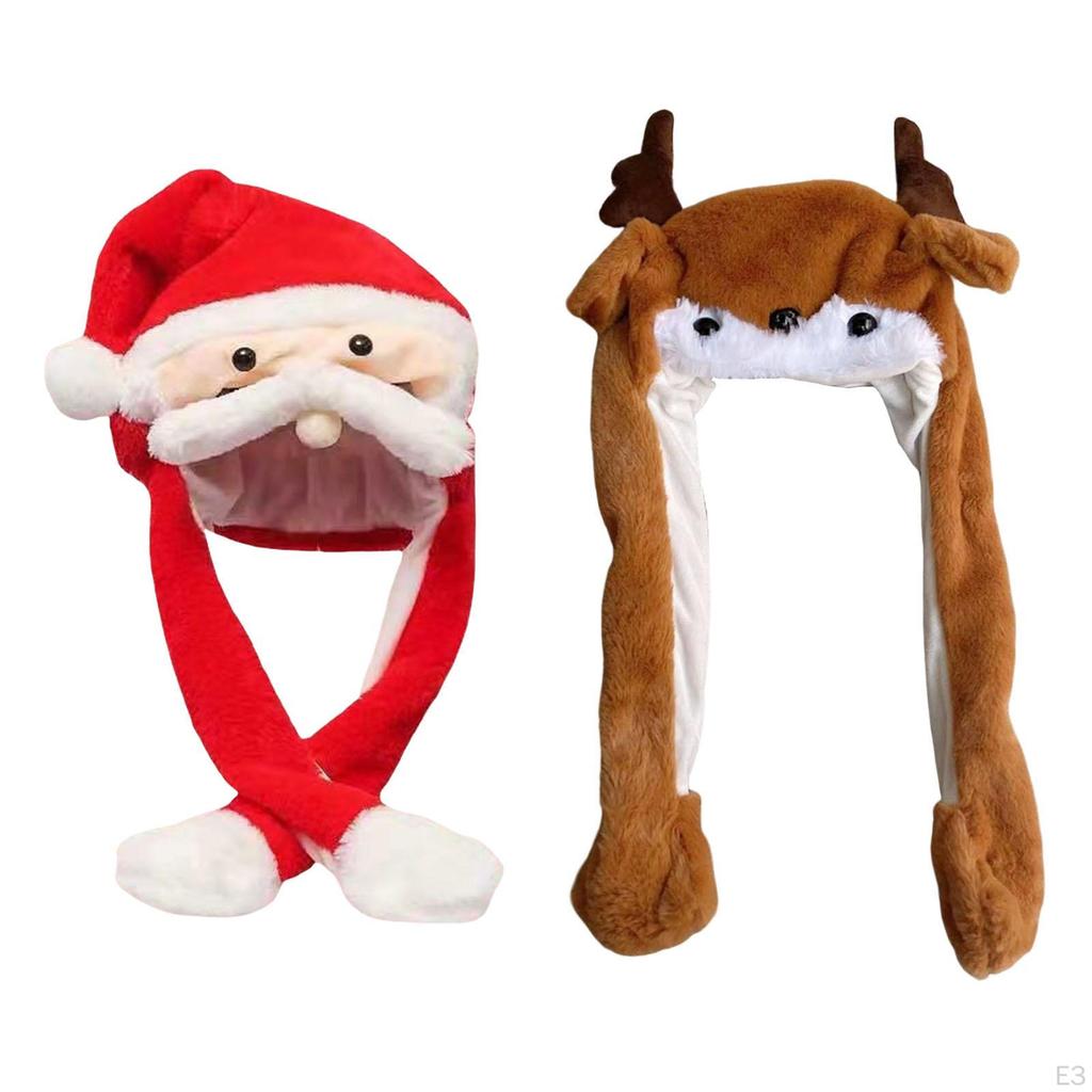 Ear Moving Jumping Hat,Dress up Cosplay Costume,Christmas Plush Hat for Halloween Party Christmas
