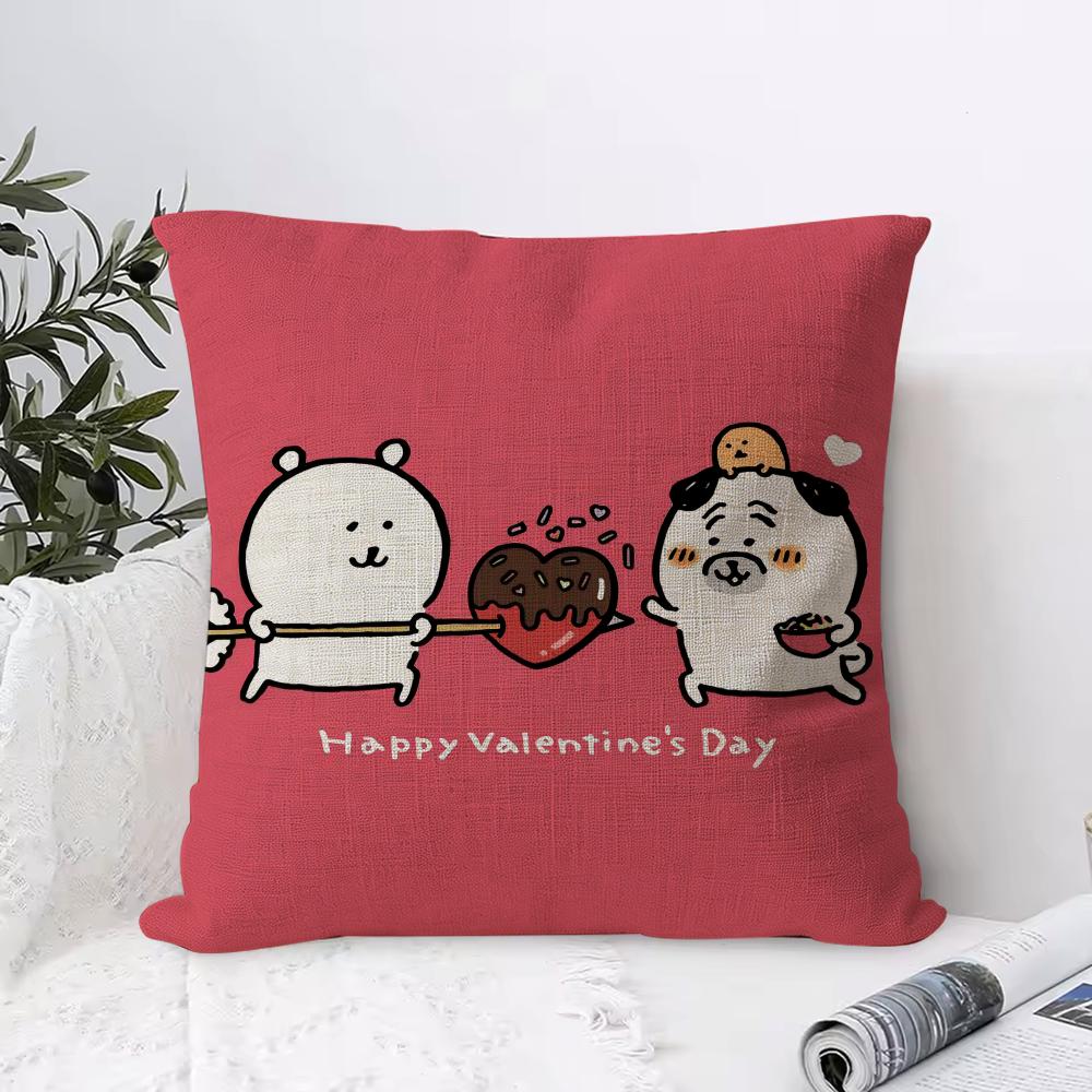 Japan Cute Joke Bear Cushion Cover Eco Linen Pillow Case DoubleSided Print Breathable Durable Zipper Home Decor Gift
