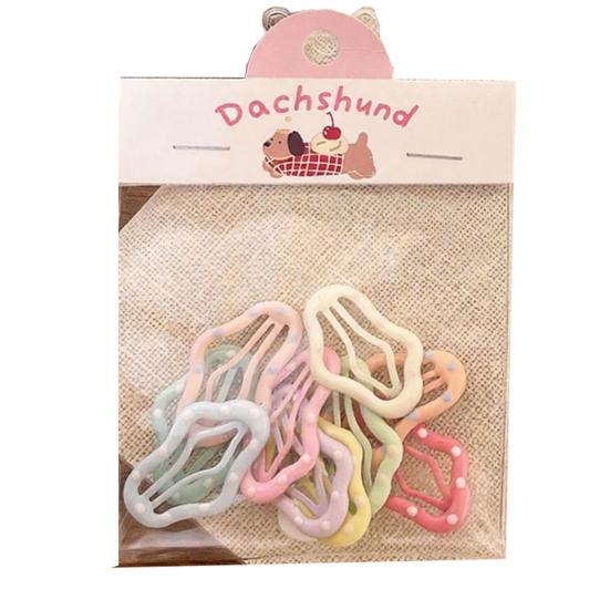 10Pcs Girl Hairpins Dot Print Flower Star Shape Cream Color Hair Clips Metal Base Smooth Edges Bang Hair Pins Hair Accessories E