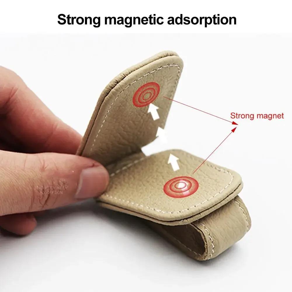 Car Sun Visor Clip Glasses Bracket Holder Pu Leather Glasses Cards Case Auto Sunglasses Visor Glasses Holder Sunglasses Support