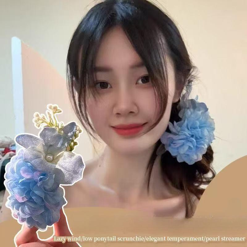 Temperament Blau Blume Haarklammer Entenschnabel Seitenhaarspange Spangen Reise Party Haarschmuck