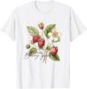 Summer Flower Strawberries Nature Lover Floral Wildflower T-Shirt