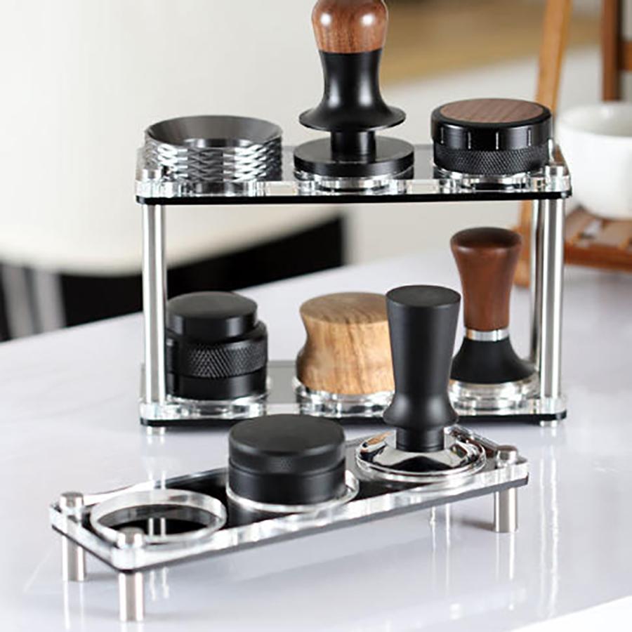 Acrylic Coffee Utensil Storage Rack Coffee Tool Storage Rack Stable Tamper Base Double-layer Acrylic Holder for Home Restaurant