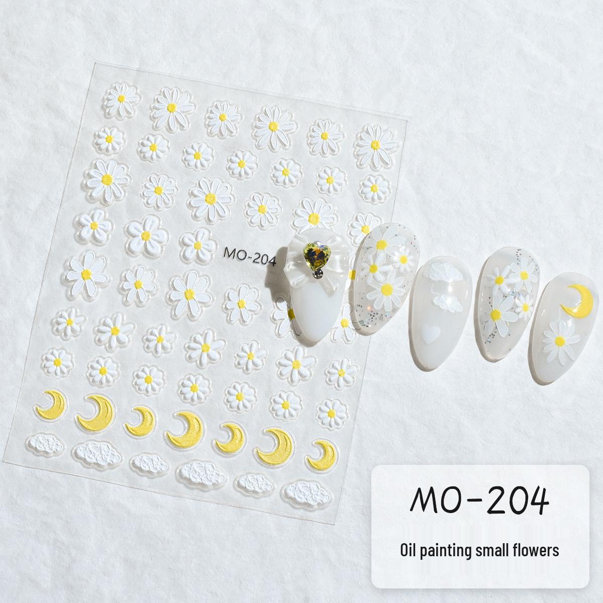 2024 Spring Colorful 3D Embossed Small Flower Nail Art Stickers