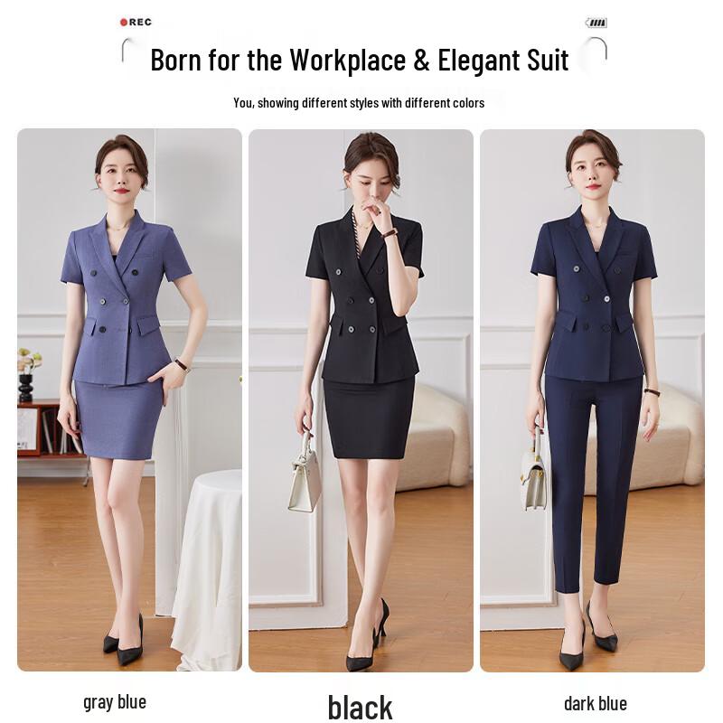 Women's Summer Double-breasted Short-Sleeve Professional Suit Jacket