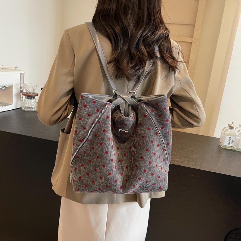 Vintage Tragetasche Damen Dot Print Unterarmtasche Große Kapazität Umhängetasche Multifunktionaler Rucksack