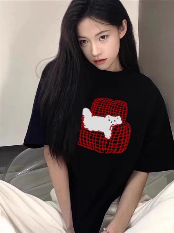 Women's Fashionable Pure Cotton Short-Sleeve T-Shirt - New Summer Niche Design, American High-Street Loose Fit