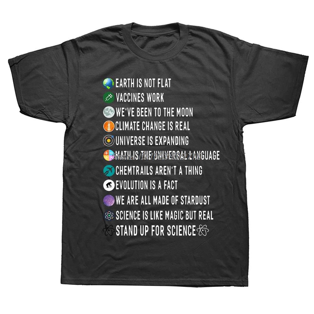 Earth Is Not Flat Stand Up For Science T-Shirt Gift 2024 New Cotton T Shirt Oversized Streetwear Tees Fashion Casual Tshirt Tops