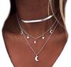 Naszyjnik Choker Srebrny Celebrytka Boho Księżyc Damski Modny Retro